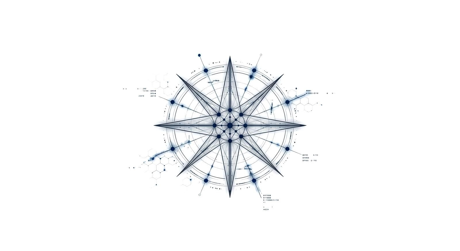 Line drawing of a compass star