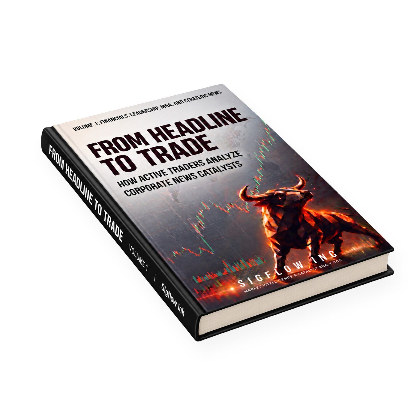 From headline to trade Volume 1 book lying flat, showing the cover and spine